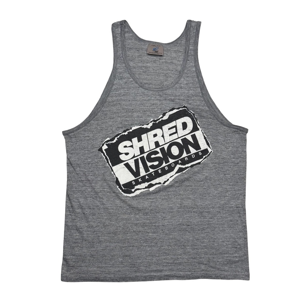 Vintage 80s Vision Shred Skateboards skate boarding tank top shirt